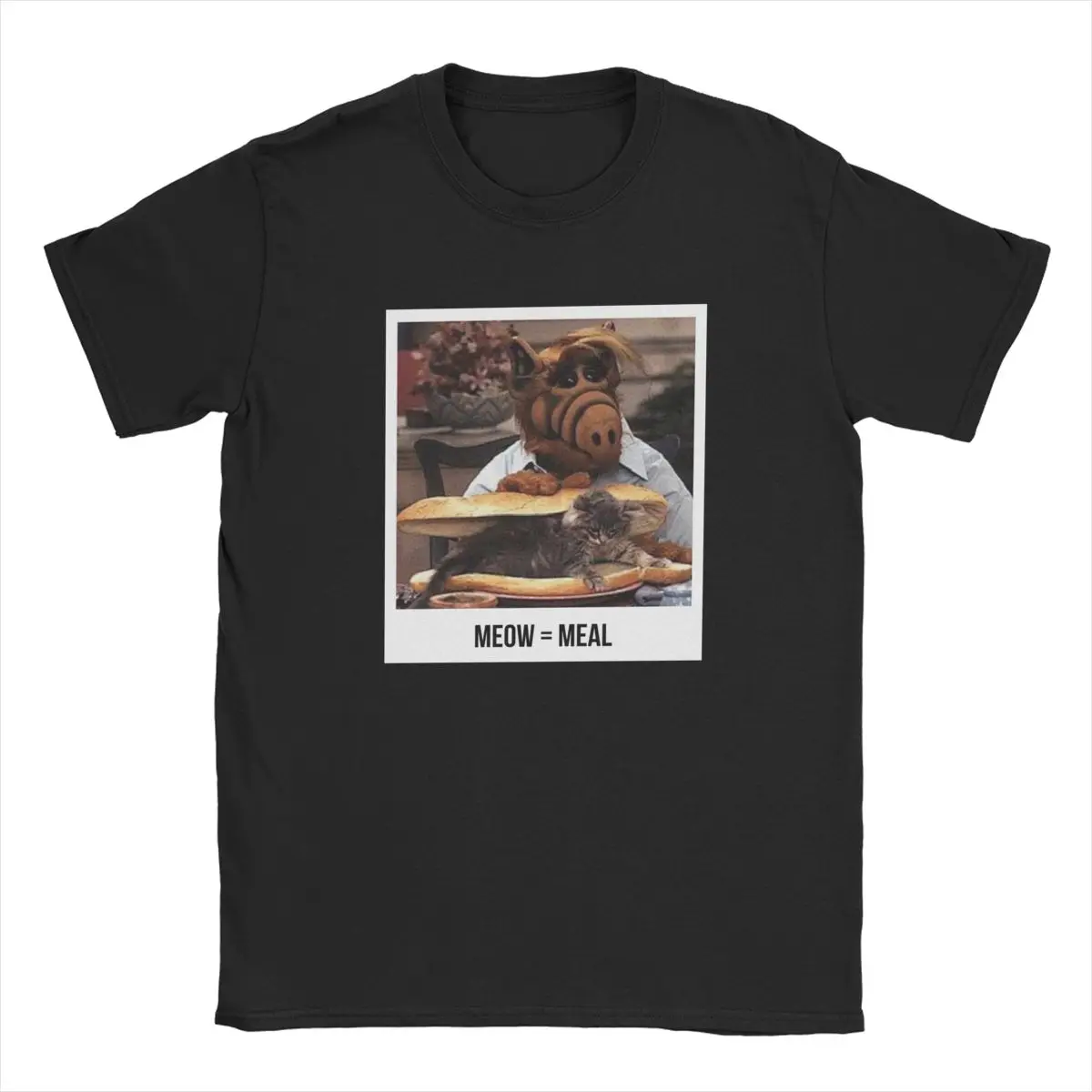 Мужская футболка с коротким рукавом Alf Meow из чистого хлопка круглым вырезом Melmac 80s