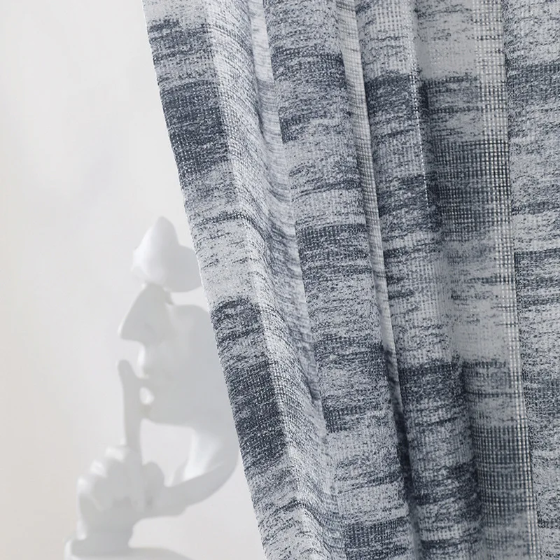 

New Light Luxury Simple Gray Printed Curtains for Living dining Room Bedroom