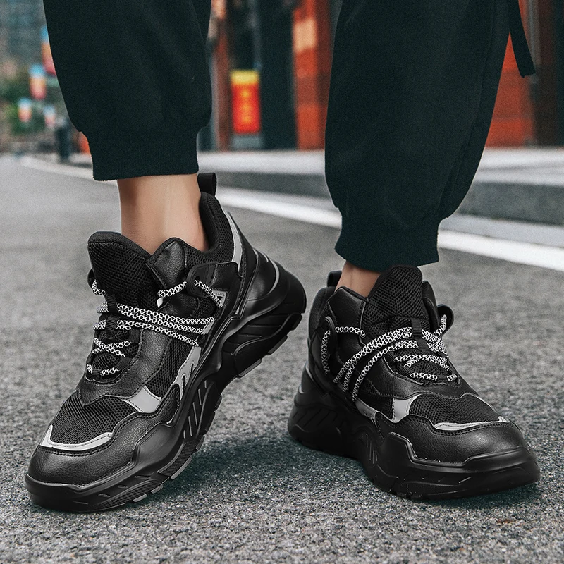 Мужские дышащие кроссовки на шнуровке темно синие повседневные для ходьбы и