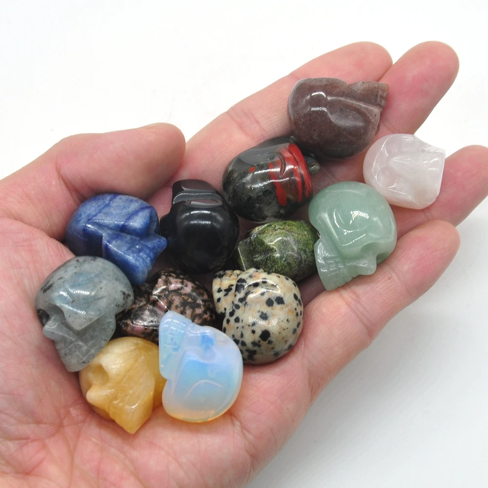 

1" Skull Statue Natural Crystal Quartz Gemstone Carving Healing Crystal Manual Skull Figurines Reiki Stones Decoration Wholesale