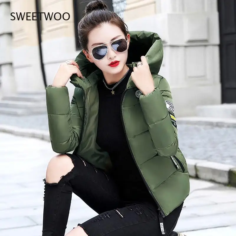 2021 New Winter Parkas Women Jacket Hooded Thick Warm Short Jacket Cotton Padded Parka Basic Coat Female Outerwear  5XL