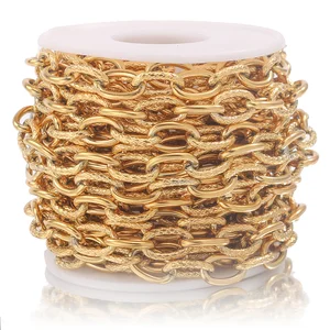 Тяжелая Цепь из нержавеющей стали, 1 метр, с текстурой 1:1, 8x13 мм, массивная, с текстурой из тусклого серебра, для изготовления ювелирных изделий в стиле панк-рок