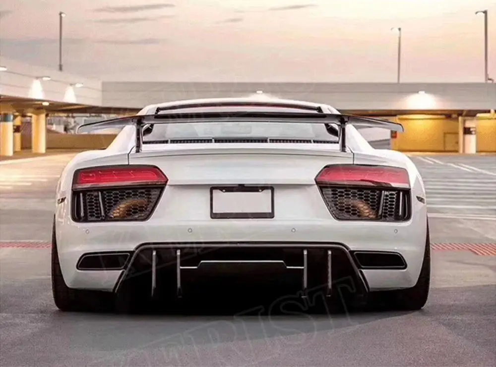 Цена Спойлер R8 из углеродного волокна для Audi R8 V8 V10, стикер для губ с крыльями, Стайлинг автомобиля 2016 и выше