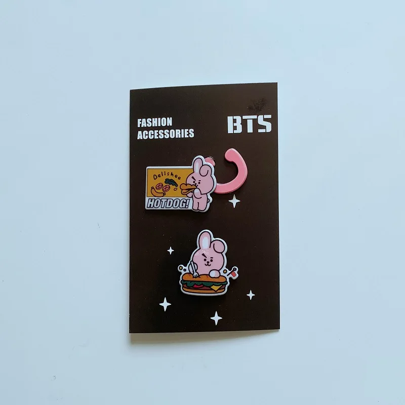 Kpop bangtan мальчики "ТАТА" "RJ" "Черный Розовый" "дважды" и т. Д. Мультфильм милый тройной Брошь для женщин мужчин kpop bangtan мальчики Поклонники