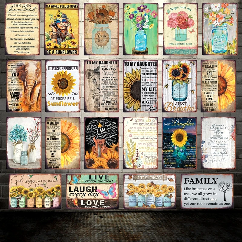 

[Kelly66] с принтом «You Are My подсолнечника только солнце полный роз Оловянная металлическая табличка домашний Декор Бар настенная живопись 20*30 с...