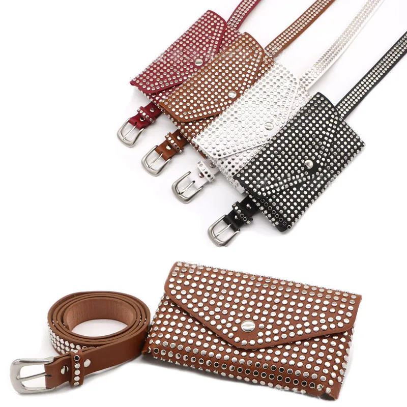 Модный женский тонкий ремень с маленькими карманами в европейском и