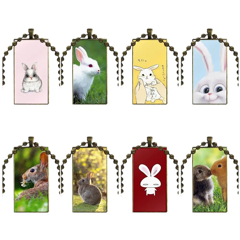 Милые животные белый серый ребенок кролики Дизайн Мода Винтаж Стекло женщин