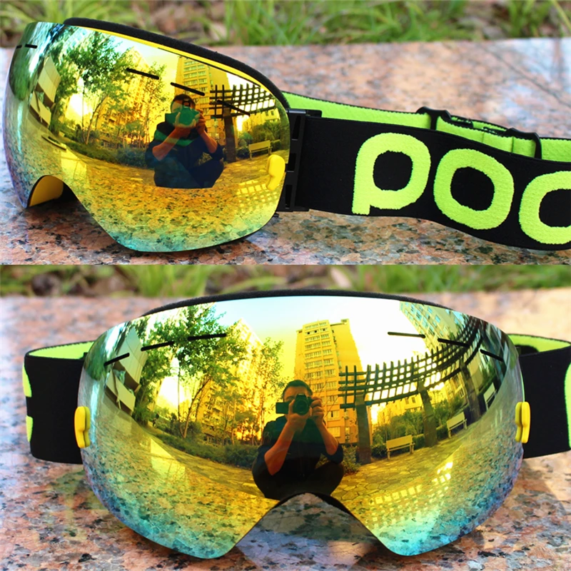 Брендовые лыжные очки POC двухслойная противотуманная большая Лыжная маска UV400