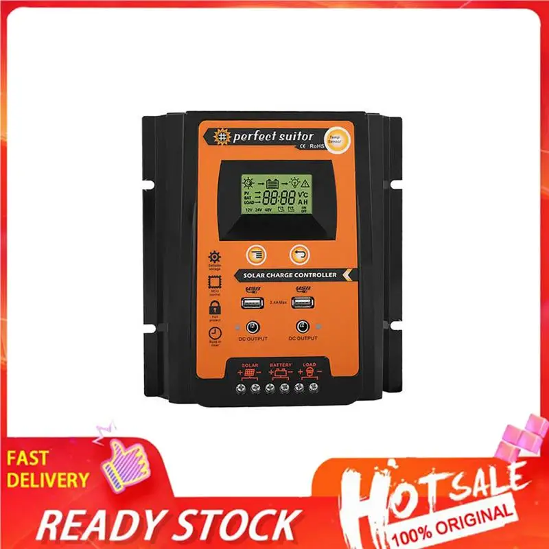 

Контроллер заряда солнечной батареи MPPT, 70 А, 50 А, 30 А, регулятор солнечной энергии, 12 В, 24 В, автоматический двойной USB ЖК-дисплей, разрядник наг...