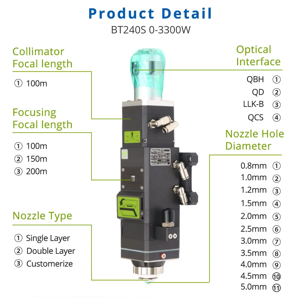LSKCSH Raytools BT240S 0-3.3kw волоконная Лазерная режущая головка BT240 2000 Вт для QBH Raycus IPG волоконный лазер Профессиональный поставщик