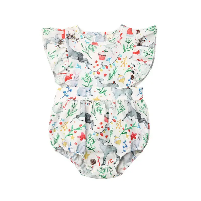 Рождественская Одинаковая одежда для сестры комбинезон с оленем маленьких