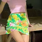Женская мини-юбка с цветочным принтом, винтажная шифоновая юбка с высокой талией и принтом масла, с подкладкой, в уличном стиле, лето 2021