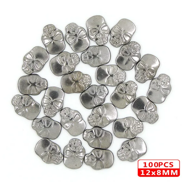 12x8MM Skull Black 100 шт Горячая фиксация шпильки медь звезда квадратный череп стразы железные заклепки для одежды металлические заклепки DIY панк аксессуары для одежды - Цвет: 12x8MM Skull Black