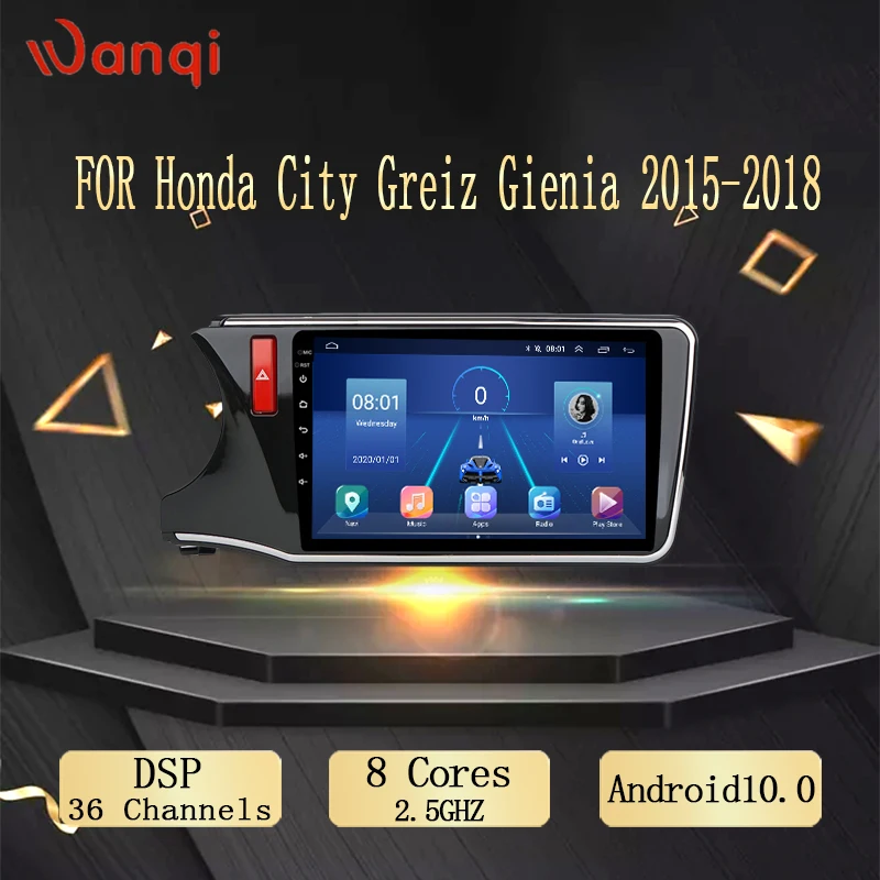 

Автомобильный GPS-навигатор Wanqi 10,1, 9,1 дюйма, для Honda City Greiz Gienia 2015-2018, поддержка стерео, аудио, радио, видео, Bluetooth