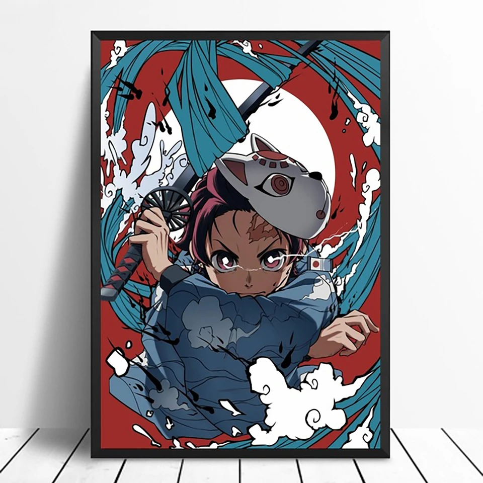 Высокой четкости демон убийца-Póster De аниме Kimetsu без Yaiba лиенсо Lmpresión Para Decoración Pared