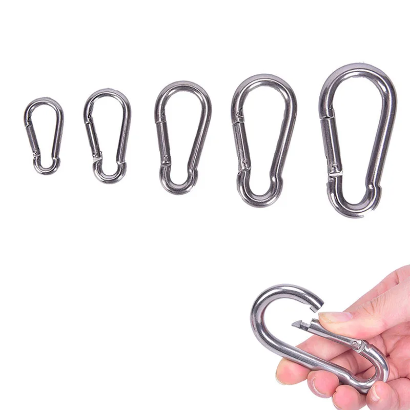 

1pc 5types 304 Stainless Steel Spring Carabiner Multi Tool Rock Climbing Accessories Snap Hook Keychain Quick Link Lock Buckle