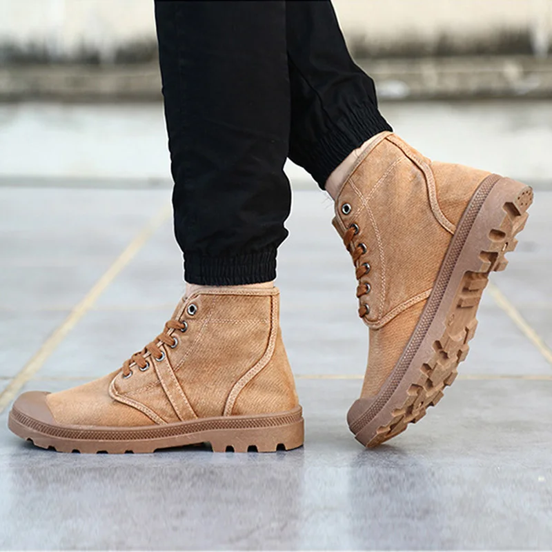 

Autumn Early Winter Boots Men Canvas Shoes High top Casual Shoes Fashion Men's Boots Male Brand Ankle Botas