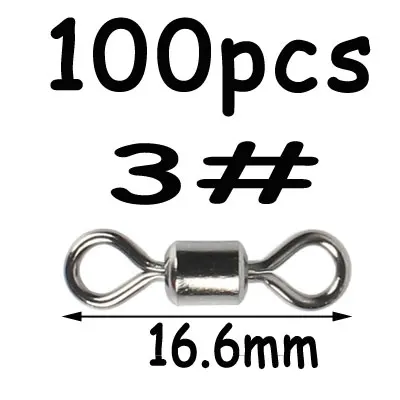 100pcs size 3 100 шт. черный 8 Форма Вращающийся шарнир для рыбалки поворотный крюк с защелкой соединитель двойное твердое кольцо рыболовный аксессуар Клеммная Снасть - Цвет: 100pcs size 3