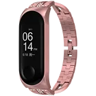 Браслет из нержавеющей стали с бриллиантами для Xiaomi Band 3 4 5 6, сменный ремешок для часов, розовое золото, женский браслет для Mi Band 5