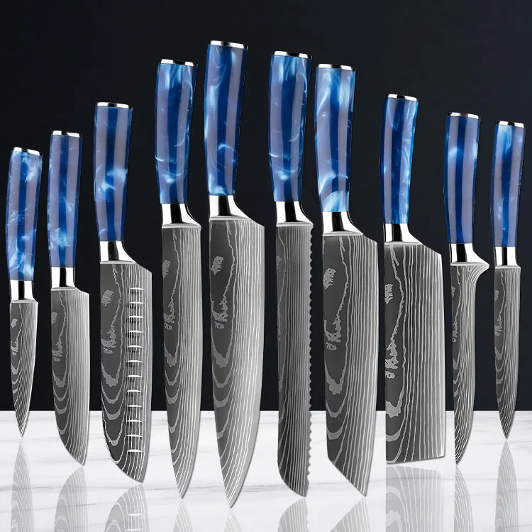 

Blue Resin Handle Kitchen Knife Set Western-style Kitchen Knife Stainless Steel Kitchen Knife Chef Meat Slicing Knife