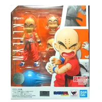 bandai genuine shf dragon ball kuririn joints movable action figure model toy collectibles for fans toy gift