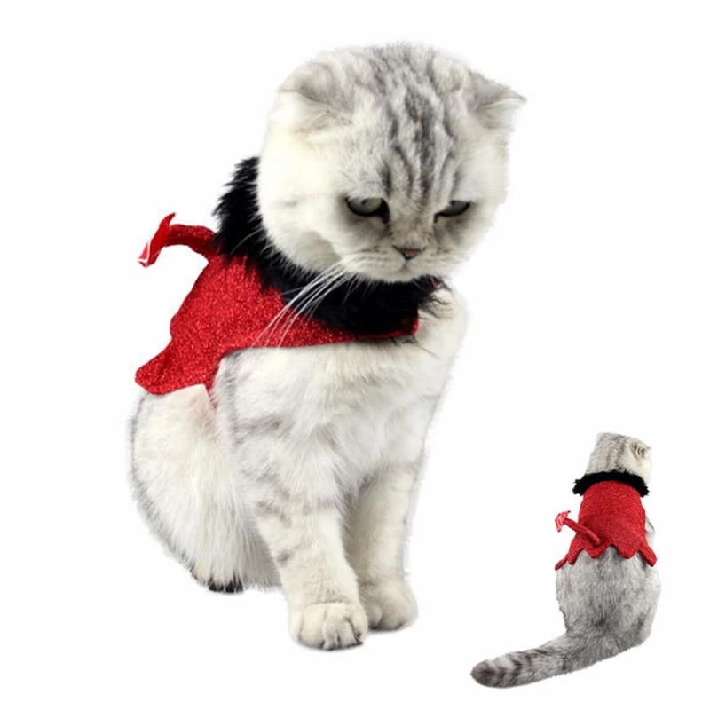 Хэллоуин кошка костюмы для собак красный Плащ Вампира накидка Косплей щенок