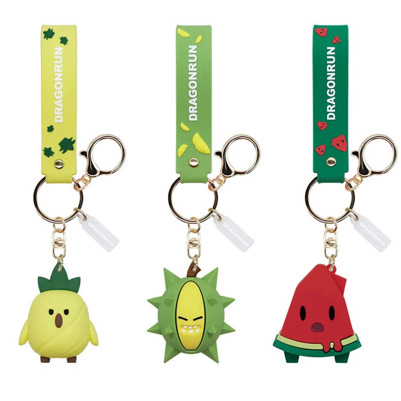 

Ins Style Cartoon Fruit Silicone Keychain Lovely Durian Pineapple Watermelon Lovers Backpack Pendant Car Key Chain Key Ring