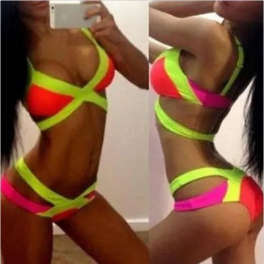 Сексуальный женский бандажный бикини Одноцветный брендовый купальник с