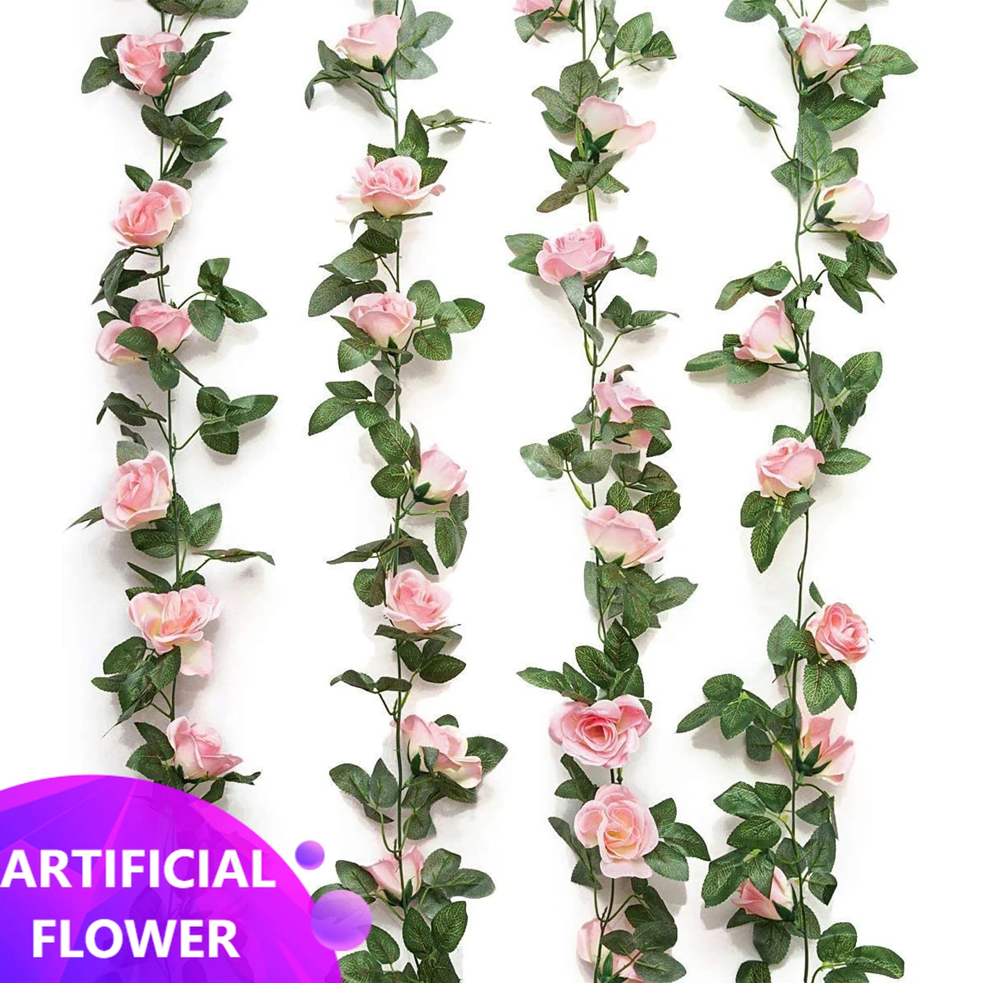 

1 Pack Artificial Floral Flower Garland 5.9FT Fake Rose Vine Hanging Rose Garland for Wedding Arch Table Arrangement Room Decor