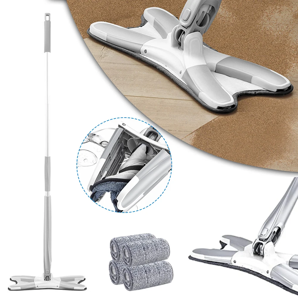 

X-Type Microfiber Mop for Floor Cleaning with Reusable & Washable Mop Pads, Hand-Free WashSelfWringing Flat MopDegree Dry/WetMop