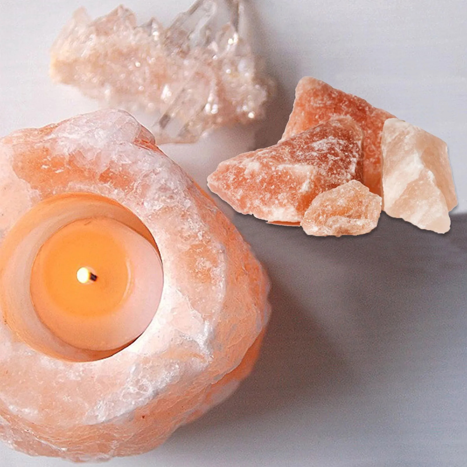

Rock Salt Candle Holder Home Decorative Handcrafted Tea Light Stand Decor Himalayan Salt Natural Candle Holder