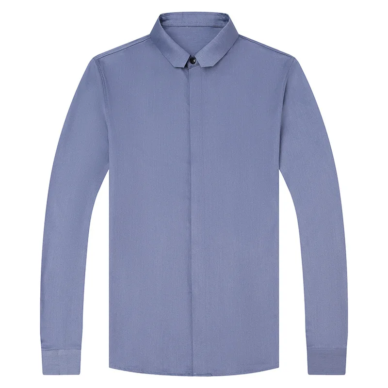 

QUANBO Men's Regular-Fit Long-Sleeve Solid Color Casual Poplin Shirt 2020 Autumn New Top Quality Slim Fit Business Men Shirt