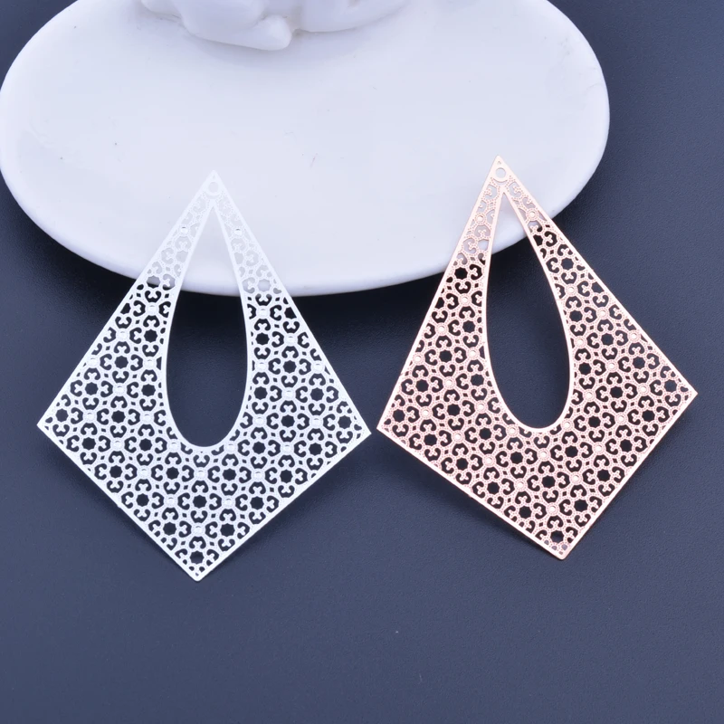 

6pcs 55*71mm Filigree Bigger Geometry Charms Silver Color Pendant DIY Jewelry Making