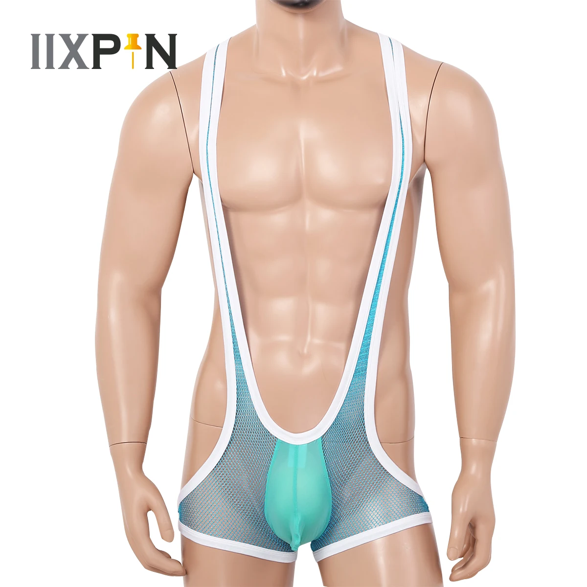 

Sexy Mens Undershirts Leotard Suspender Jockstrap Mesh See Through Jumpsuits Wrestling Singlet One-piece Bodysuits Gay Underwear