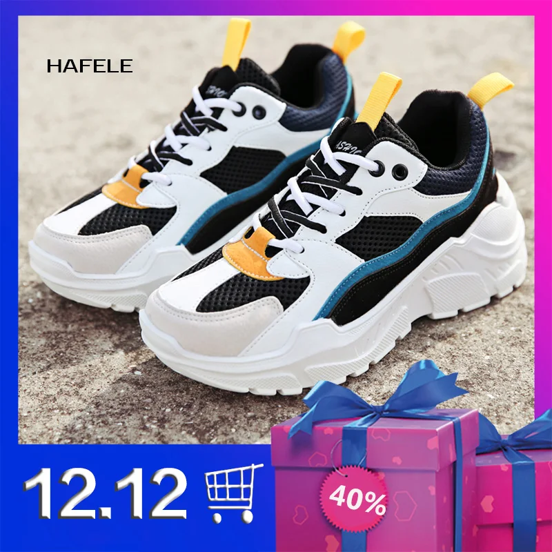 Унисекс кроссовки на массивной платформе Ulzzang Студенческая спортивная обувь