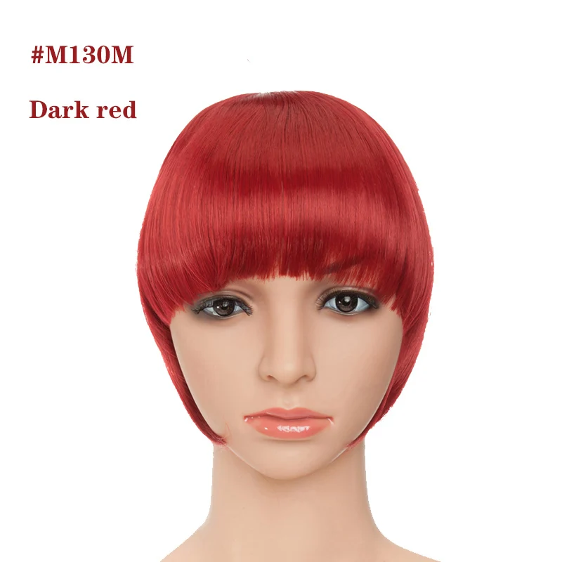 dark red S-noilite, 8 дюймов, синтетические волосы на заколках для наращивания, для женщин, спереди, затычки, бахрома, волосы, черный, коричневый, челка, 2 зажима, ins - Цвет: dark red