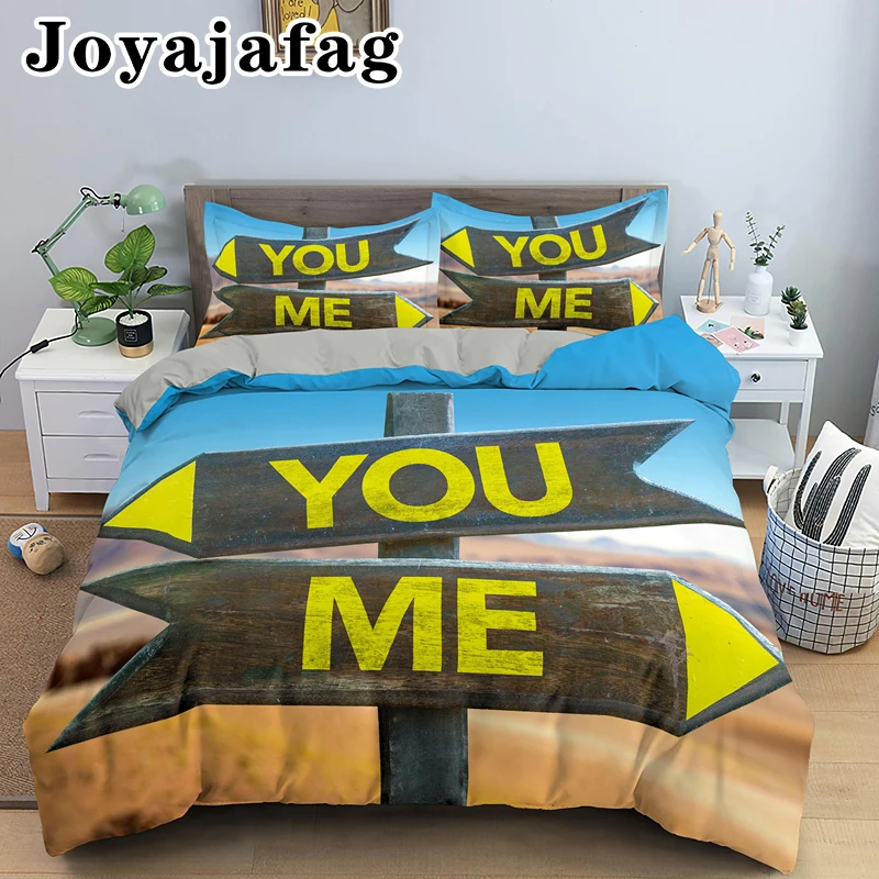

You And Me Bed Set Full Single Queen King Size Duvet Cover With Pillowcase Luxury Bedding Sets Soft Fabric Bedclothes