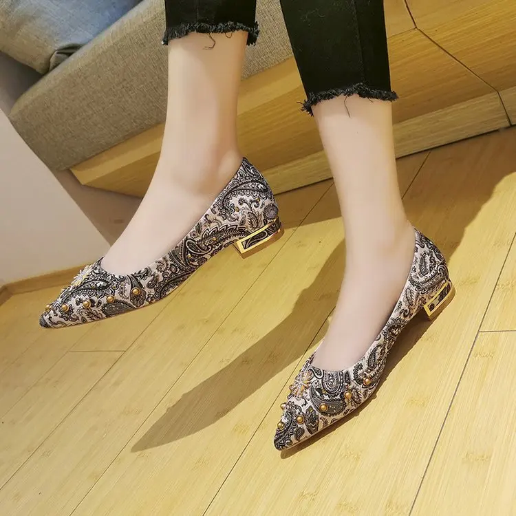 2020 Одежда высшего качества с шелковым принтом женские туфли-лодочки женская