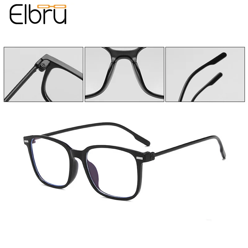 

Elbru Transparent Computer Glasses Frame Women Men Anti Blue Light Square Eyeglasses Women Ultralight Optical Spectacles Unisex