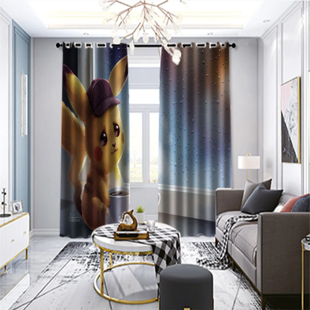 

Cute Pikachu 3D Blackout Heat Insulation Sunscreen Curtain Boy Gifts Bedroom Living Room Decor Printing Curtain Customization