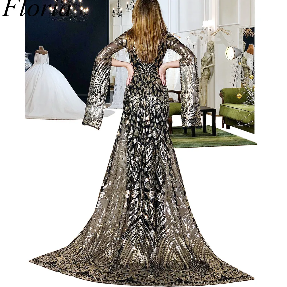 

Special Fabric Long Mermaid Formal Evening Dresses 2019 Square Collar Glitter Prom Dress Women Party Gowns robe de soiree