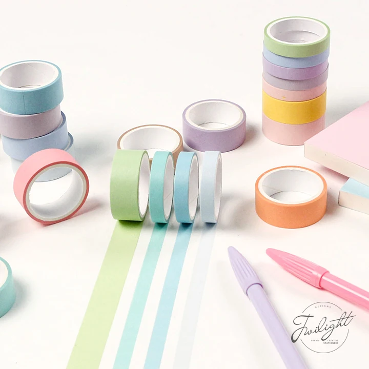 

12 Rolls/pc Macaron Masking Tape Set 7.5mm Slim Decorative Tapes 15mm Wide Washi Tape for Diary Alblum Gift Stationery