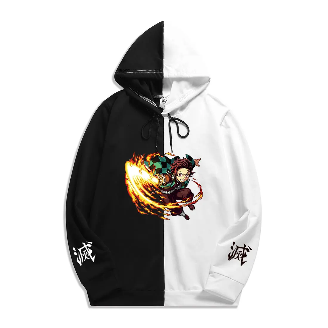 

Patchwork Thin Spring Summer Japan Anime Demon Slayer Hoodies Sweatshirts Tanjiro Cartoon Hoodies Kpop Oversize Streetwear Tops