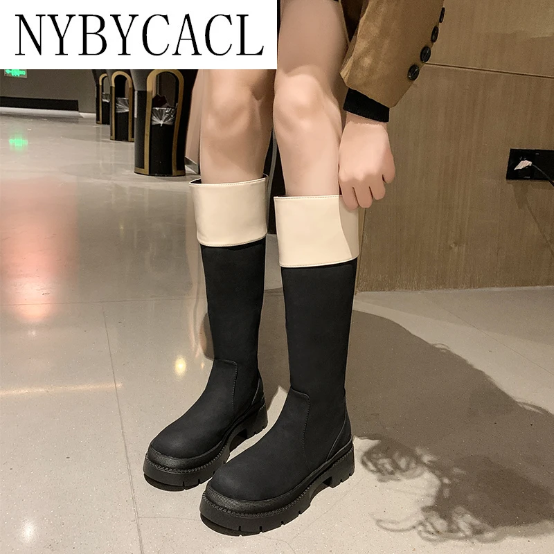 NYBYCACL 2022 NEW Women's Rubber Boots Boots-women Shoes Woman Winter Shoes  Low Heels booties Round Toe Rain Mid Calf Autumn