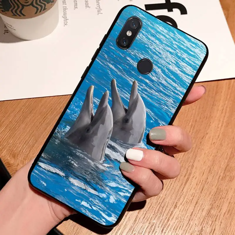 

dolphin cute ocean animal luxury design Phone Case shell For Xiaomi Redmi note 7 8 9 t k30 max3 9 s 10 pro lite