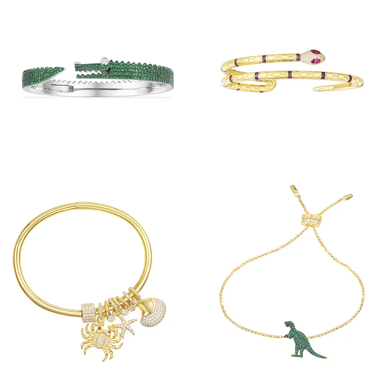 LIDU высокое качество 925 серебряный жемчуг крокодил динозавр Краб браслет Модный