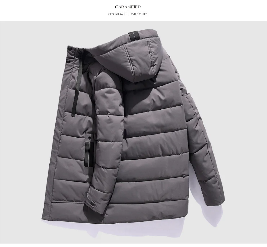 CARANFIER 6XL 7XL 8XL мужская длинная парка Теплая Зимняя брендовая куртка Роскошная водолазка с капюшоном и воротником ветрозащитная мужская одежда в сдержанном стиле