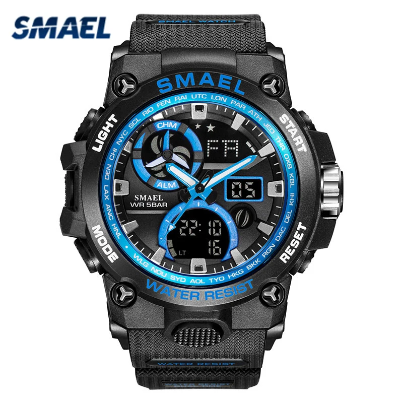 

Military Army Green Watches Sport Men Watch Dual Display Analog Digital LED Quartz Wristwatches 50M Waterproof Relogio Masculino