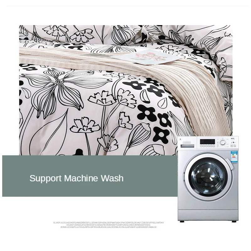 

3 Pieces Quilt Cover Bedding Set Flower Printed Polyester Material Skin Care Breathe Sheet Pillow Case Multi Color Hot Sales