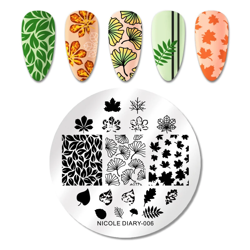 006 NICOLE DAIRY Flower Plants Nail Art Штамп для штамповки ногтей шаблон цветочный дизайн DIY Изображение пластины трафарет Маникюр Инструмент для печати - Цвет: 006